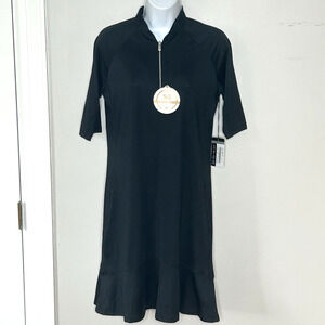 Tail Athleisure Dress S 1/2 Zip Black Athletic S/S Vented UPF 50 Pockets NWT